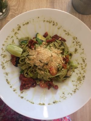 Spinach tagliatelle at Happy Bean in Prague