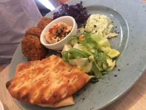 Falafel with pitta at Happy Bean in Prague