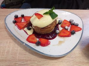 Pancakes for breakfast at Happy Bean in Prague