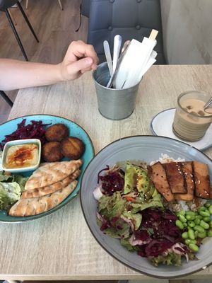 Buddha bowl and falafel at Happy Bean in Prague