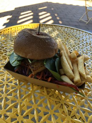 Tofu burger with satay sauce  at Jasmine Greens - Kiosk in Umina Beach