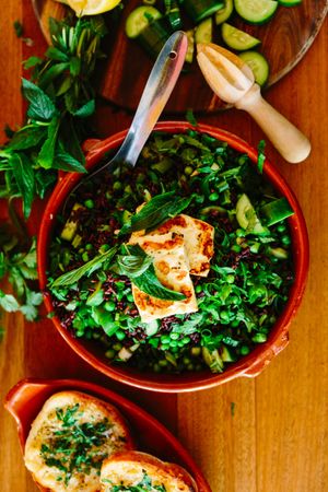 Black rice & grilled haloumi salad. at Jasmine Greens - Kiosk in Umina Beach