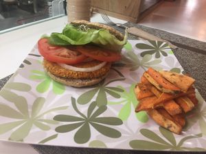 Vegan burger  at Kaban in Mexico City