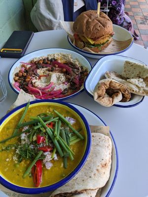 Hummus, lentil dahl at Brown & Green - Mayow Park in South East London