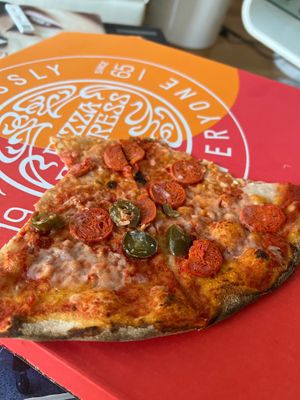 Takeaway/Deliveroo vegan American Hot pizza  at Pizza Express in Rochester