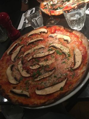  New mushroom Costco pizza  at Pizza Express in Rochester