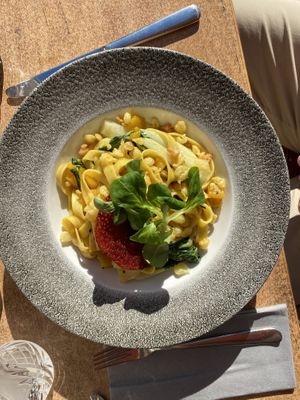 Tagliatelle with pakchoi - vegetarian at Zum Strandläufer in Ahrenshoop