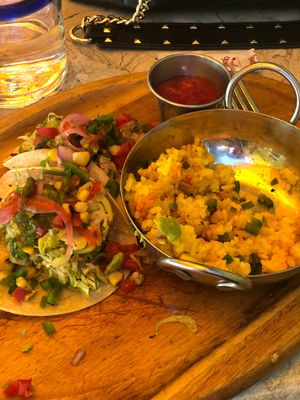 Vegan tacos! Sooo good, be prepared to get messy! I added jalapeños 😍 at Avocado Grill in West Palm Beach