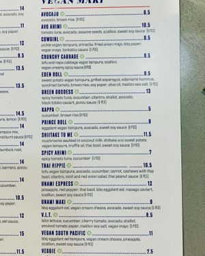 Tons of vegan sushi options  at Blue Sushi Sake Grill in Naperville