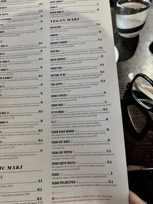vegan section on menu at Blue Sushi Sake Grill in Naperville