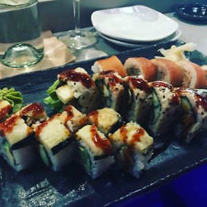 Vegan sushi. I tried 3 different rolls. They had at least 3 more vegan options. All were delicious!  at Blue Sushi Sake Grill in Naperville