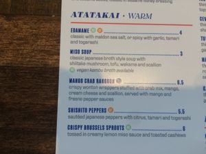 Menu 6 warm at Blue Sushi Sake Grill in Naperville