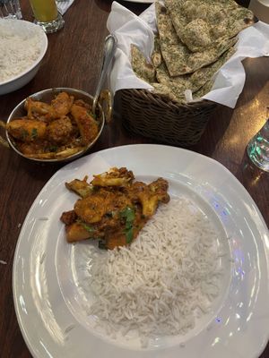 Nr. 72 & garlic naan without butter   at Aroma India in Greytown