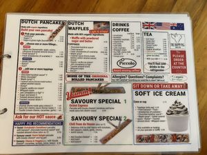 Proper menu picture at The Happy Pig Pancake Shop in Amsterdam