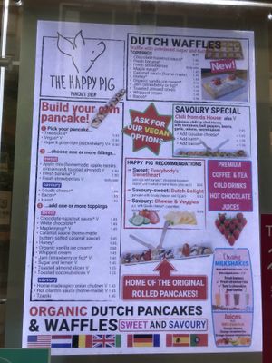 many vegan options! at The Happy Pig Pancake Shop in Amsterdam
