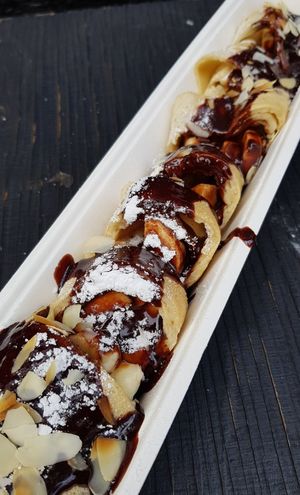 Vegan sweet pancakes at The Happy Pig Pancake Shop in Amsterdam