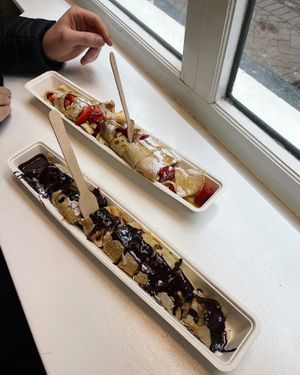   at The Happy Pig Pancake Shop in Amsterdam