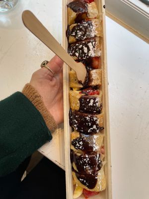 Gives you an idea of the size in comparison to my hand. at The Happy Pig Pancake Shop in Amsterdam