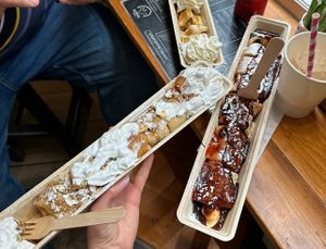   at The Happy Pig Pancake Shop in Amsterdam