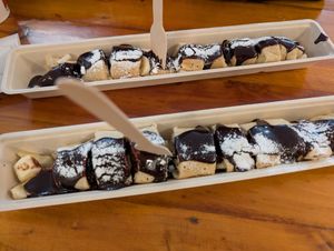 Die veganen Pancakes at The Happy Pig Pancake Shop in Amsterdam