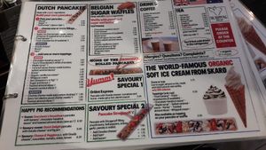 Menu at The Happy Pig Pancake Shop in Amsterdam
