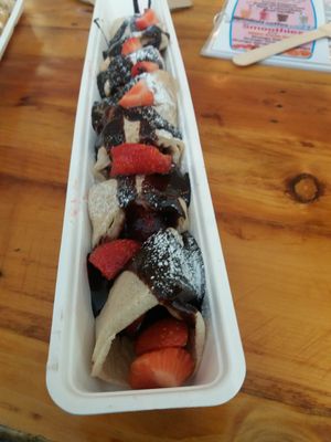 Strawberries and chocolate at The Happy Pig Pancake Shop in Amsterdam