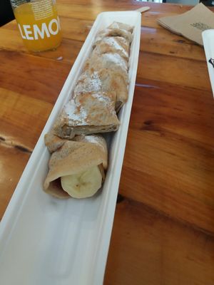 Banana at The Happy Pig Pancake Shop in Amsterdam