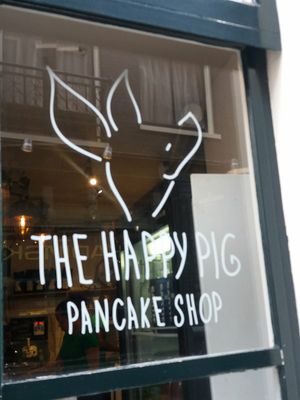 Happy pig at The Happy Pig Pancake Shop in Amsterdam