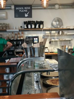 Inside at The Happy Pig Pancake Shop in Amsterdam