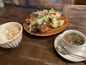 Tofu hamburger steak meal  at Hareya in Atsugi
