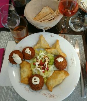 veggie hot mezzes. at Au Coeur du Liban in Metz