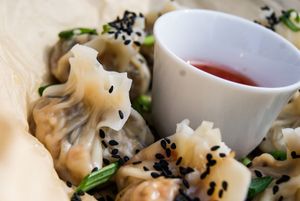 Asian dumplings! at Vegan Port Pizza & Restaurant in Gdansk