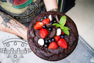 Carrot and chocolate cake at Vegan Port Pizza & Restaurant in Gdansk