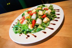 Salad with melon and strawberries at Vegan Port Pizza & Restaurant in Gdansk