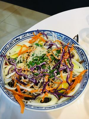  salad with noodles and seitan  at Vegan Port Pizza & Restaurant in Gdansk