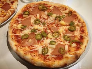 Pineapple, ham & jalapeño pizza at Vegan Port Pizza & Restaurant in Gdansk