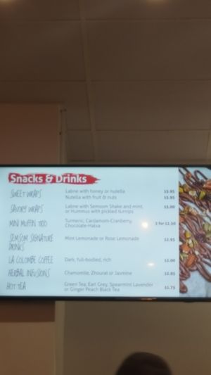 menu (part 1) at Semsom Eatery in New York City