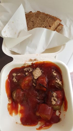 Vegan curry wurst at Best Worscht in Town in Mainz