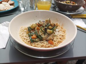 Meli mélo de légumes au thé fumé et au soja. Plat a 15.90 euros at Zezette & Marcel in Angouleme