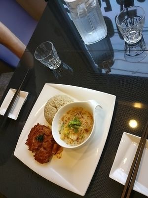 lasagna and chinese spicy tofu at Vegetarian Beast in Tokyo