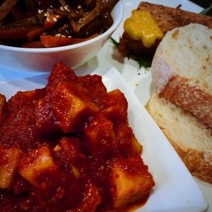 Lunch, 3 vegan salads (Japanese, Korean and French inspired). at Vegetarian Beast in Tokyo