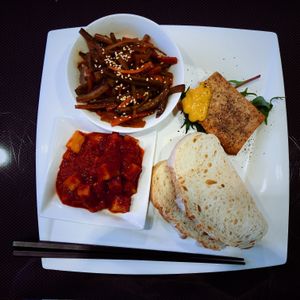 Lunch, 3 vegan salads (Japanese, Korean and French inspired). at Vegetarian Beast in Tokyo