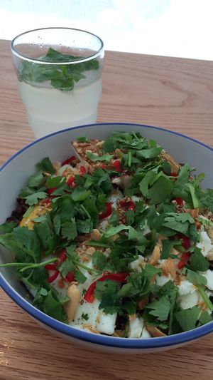 rice bowl and homemade lemonade  at Epoca Porto in Porto