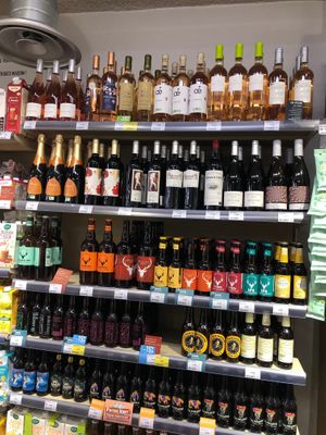 some of the wine and drinks selection at Naturalia Vegan - Merlin in Paris