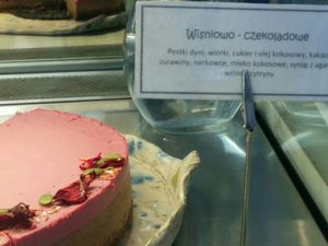 Cherry coconut cake at Kafej in Poznan