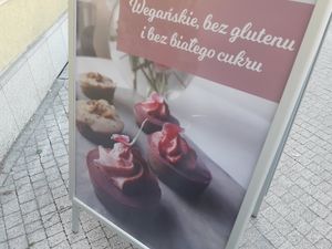 sign outside at Kafej in Poznan