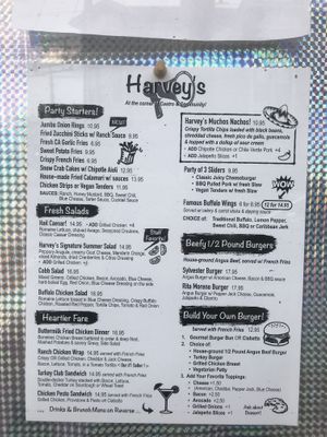 Menu  at Harvey's in San Francisco