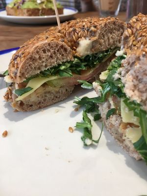 tempeh burger !! at Flax & Kale - H&M in Barcelona