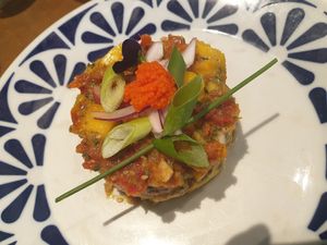 Avocado & Mango tartare at Flax & Kale - H&M in Barcelona