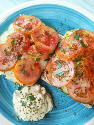 Hummus toast (instead avocado) at Hayahay Cafe in Mambajao